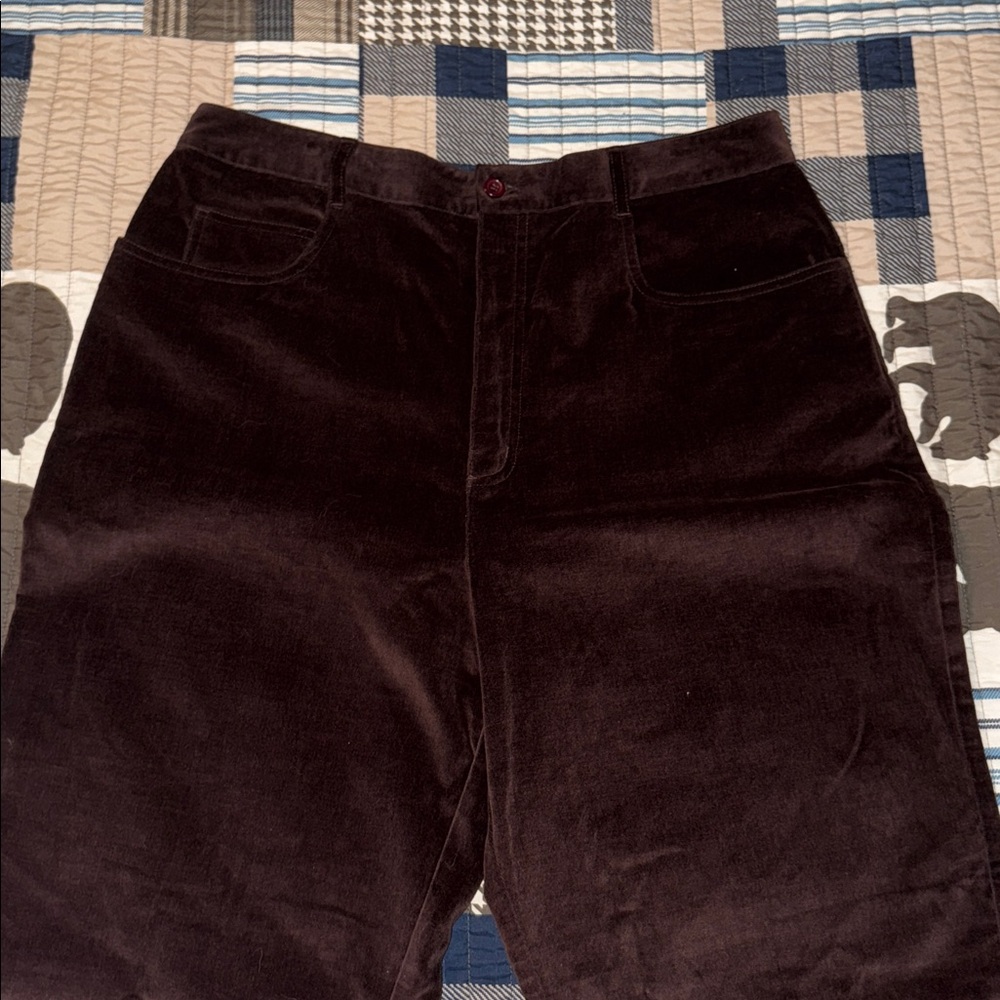 Talbots Chocolate Brown Velvet Pants 16 NWT